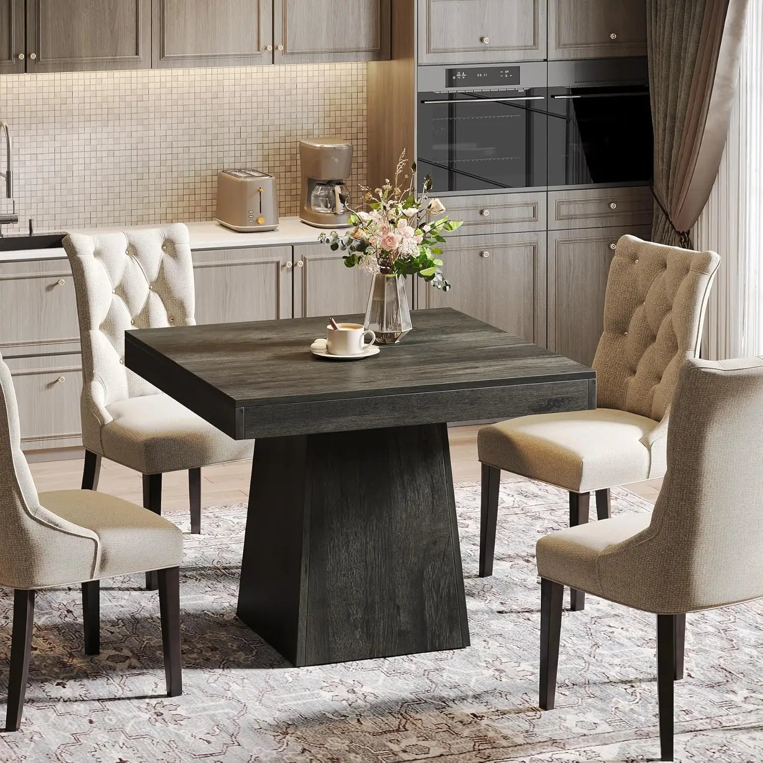 Square Dining Table with Pedestal Base
