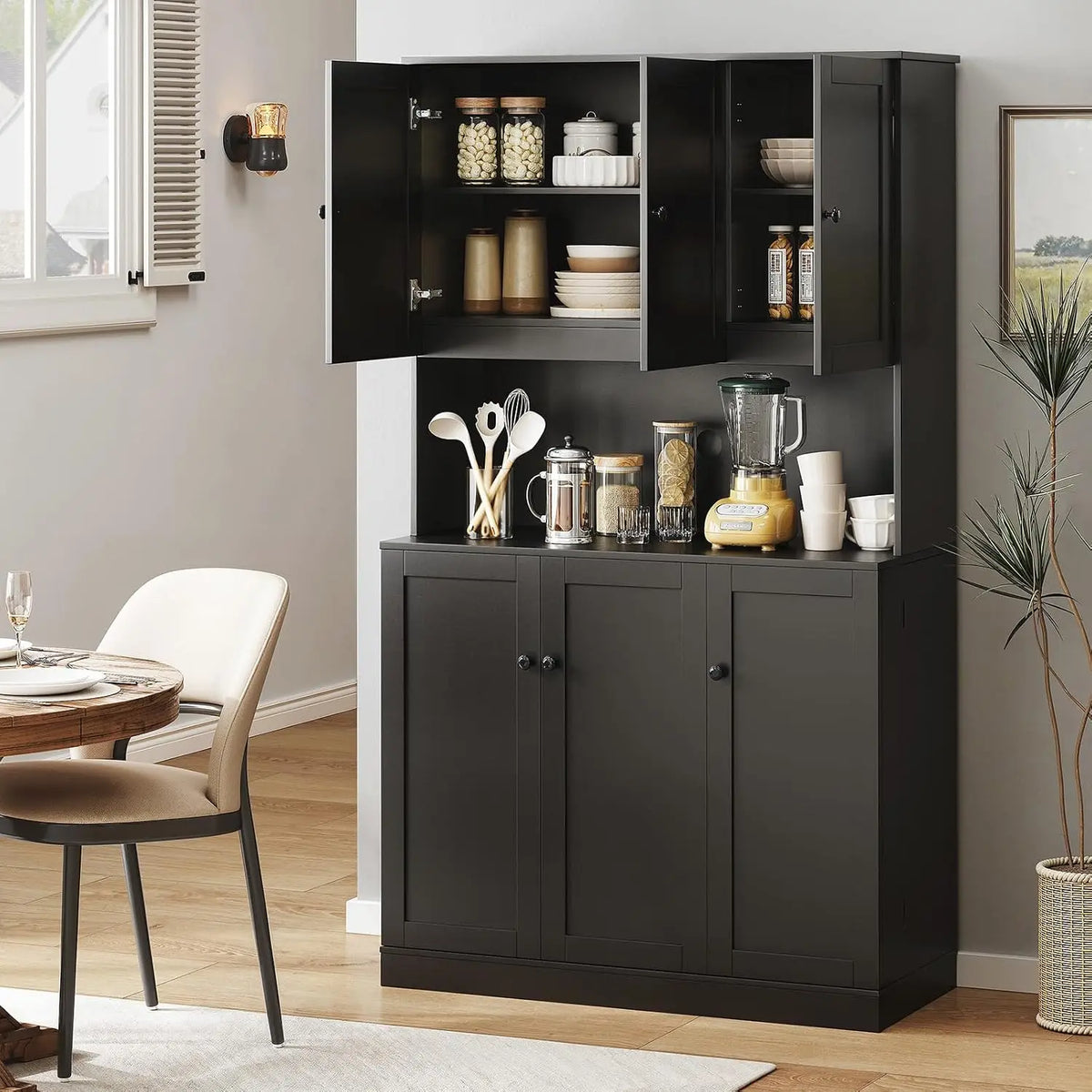 Wrenecho Tall Kitchen Cabinet with Microwave Shelf