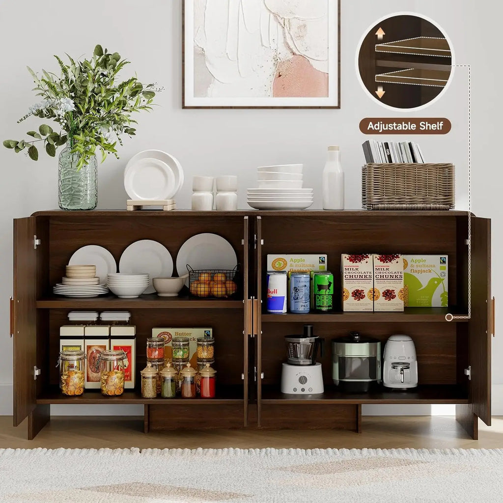 Fawnecho walnut-look cabinet construction and storage details