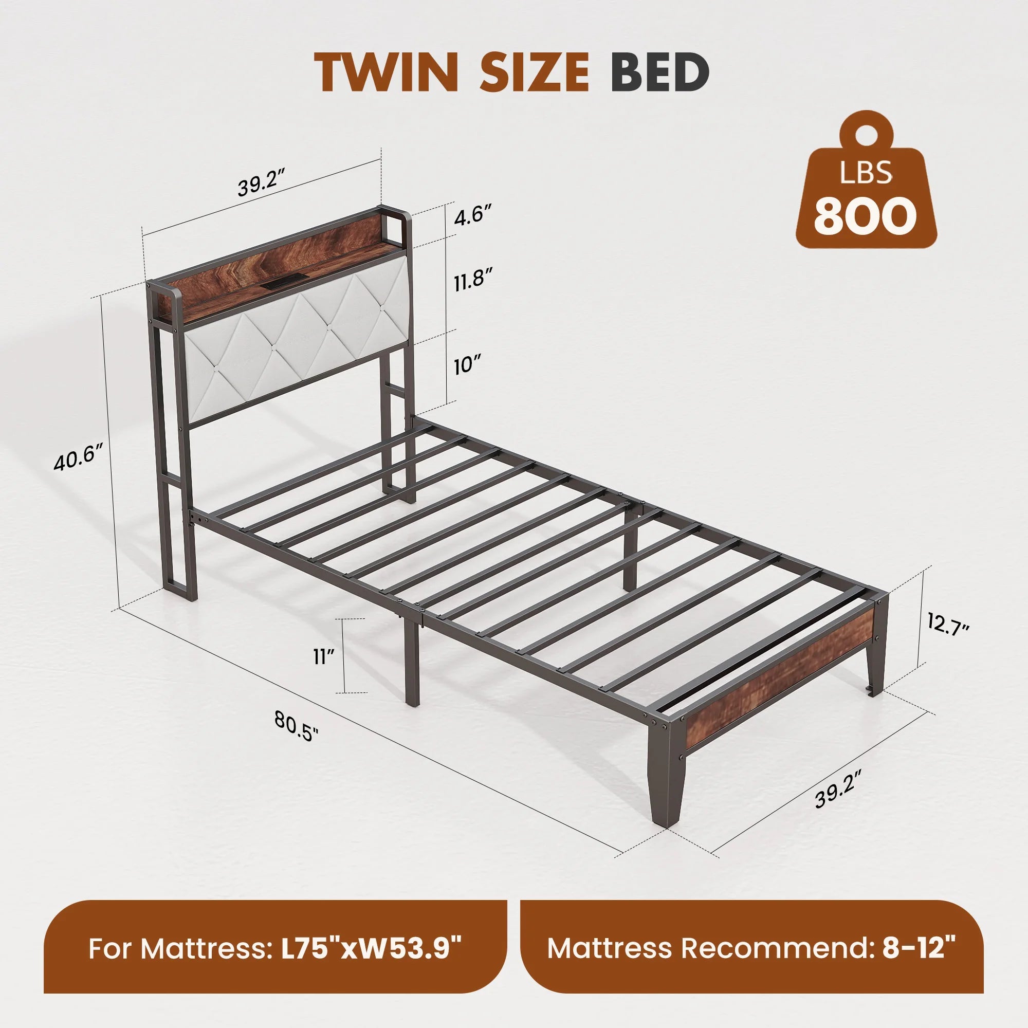 Corbett Metal Platform Bed with Charging Headboard