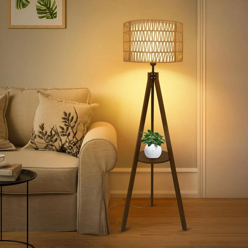 Arborweave Tripod Shelf Floor Lamp – Natural
