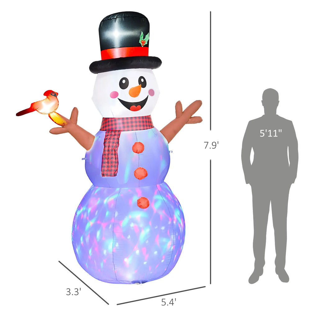 Northglow Color-Changing Snowman Inflatable – 7.9 ft