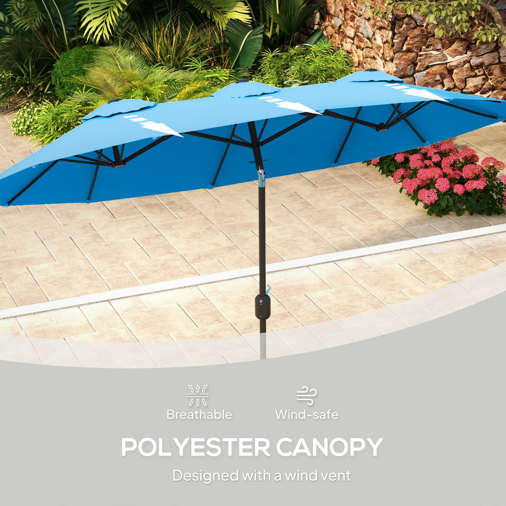 Skyspan Double-Sided Patio Umbrella – Cyan Blue