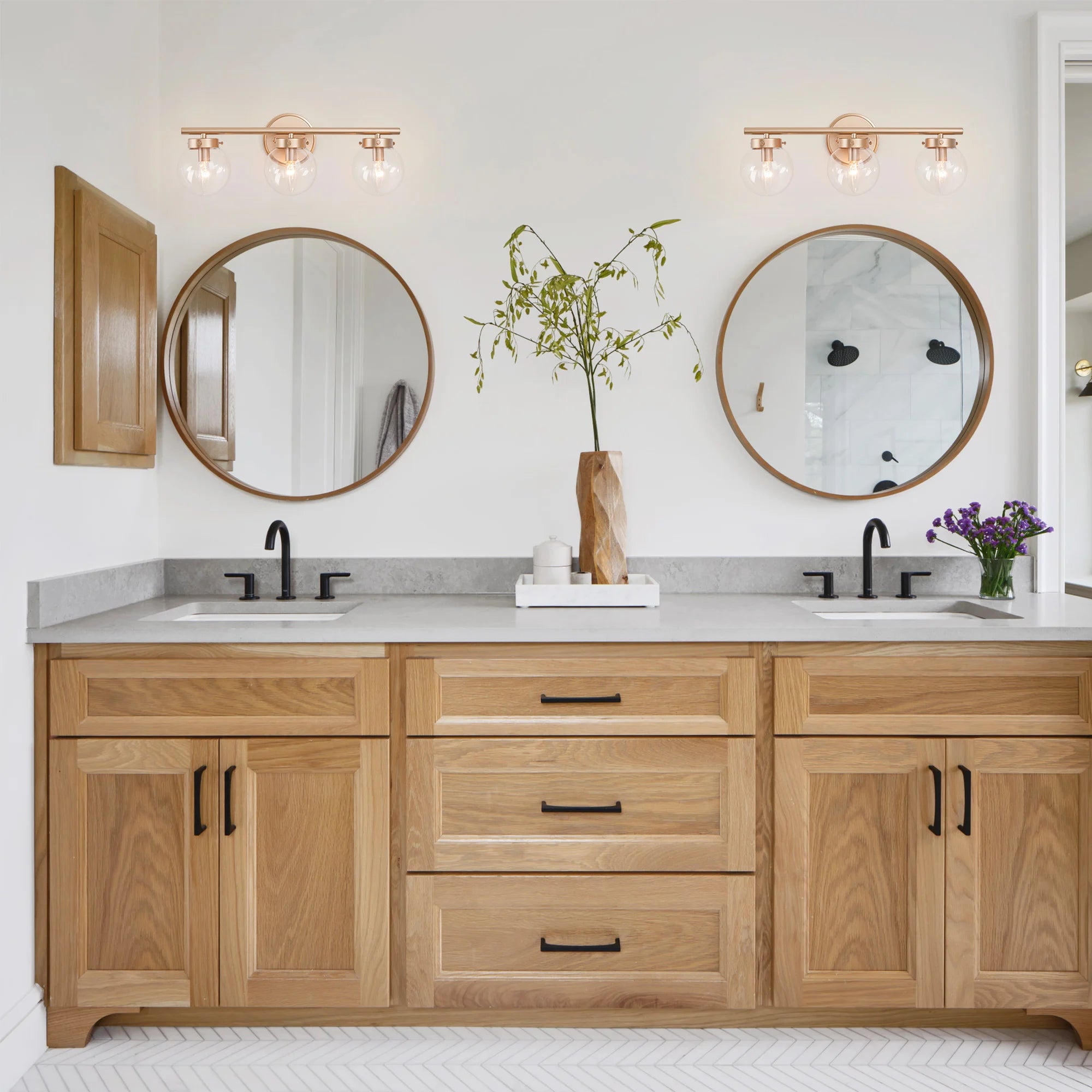 Gilded Halo Three-Light Vanity Sconce