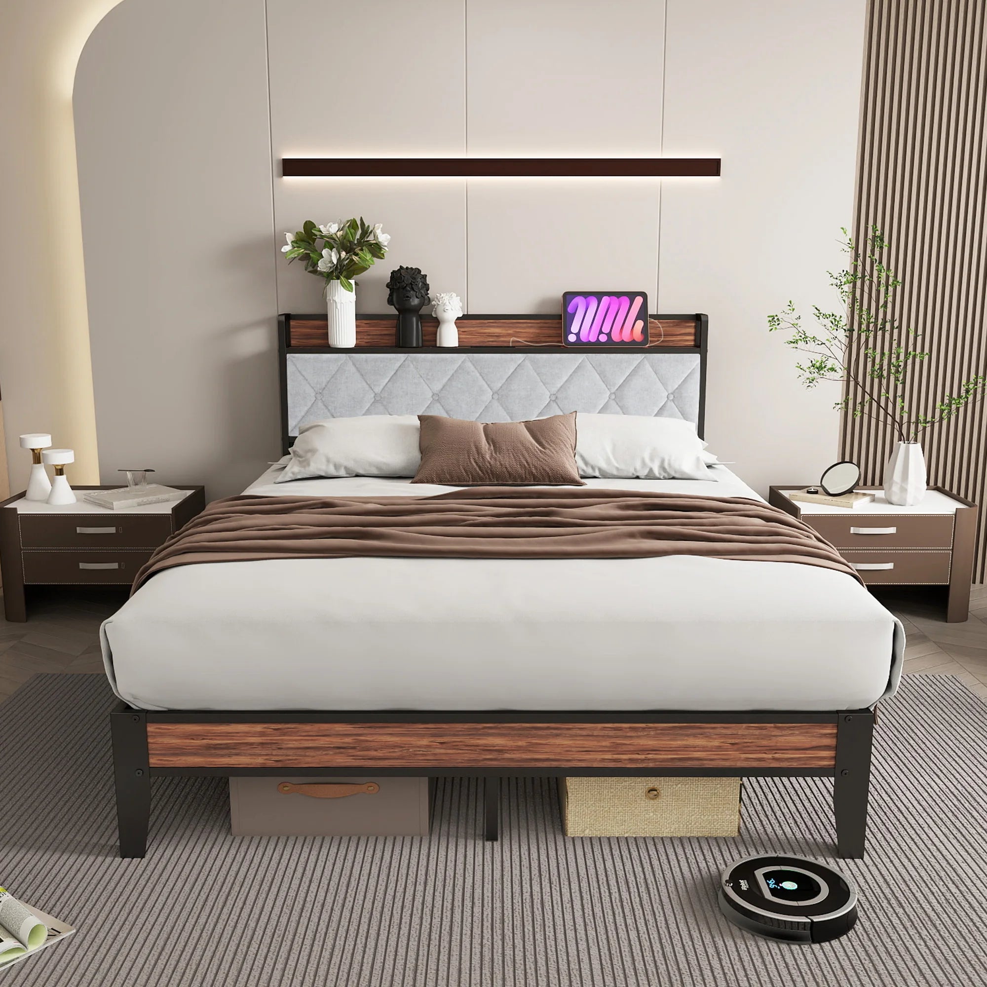 Corbett Metal Platform Bed with Charging Headboard