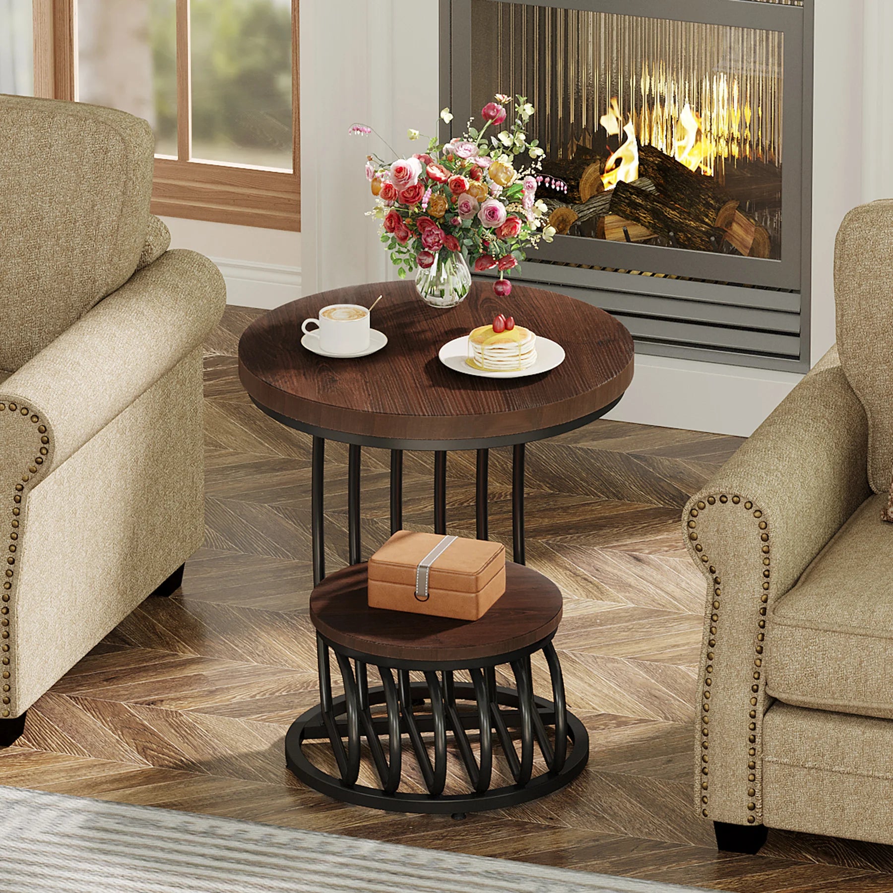 Tavio Curved 2-Tier End Table