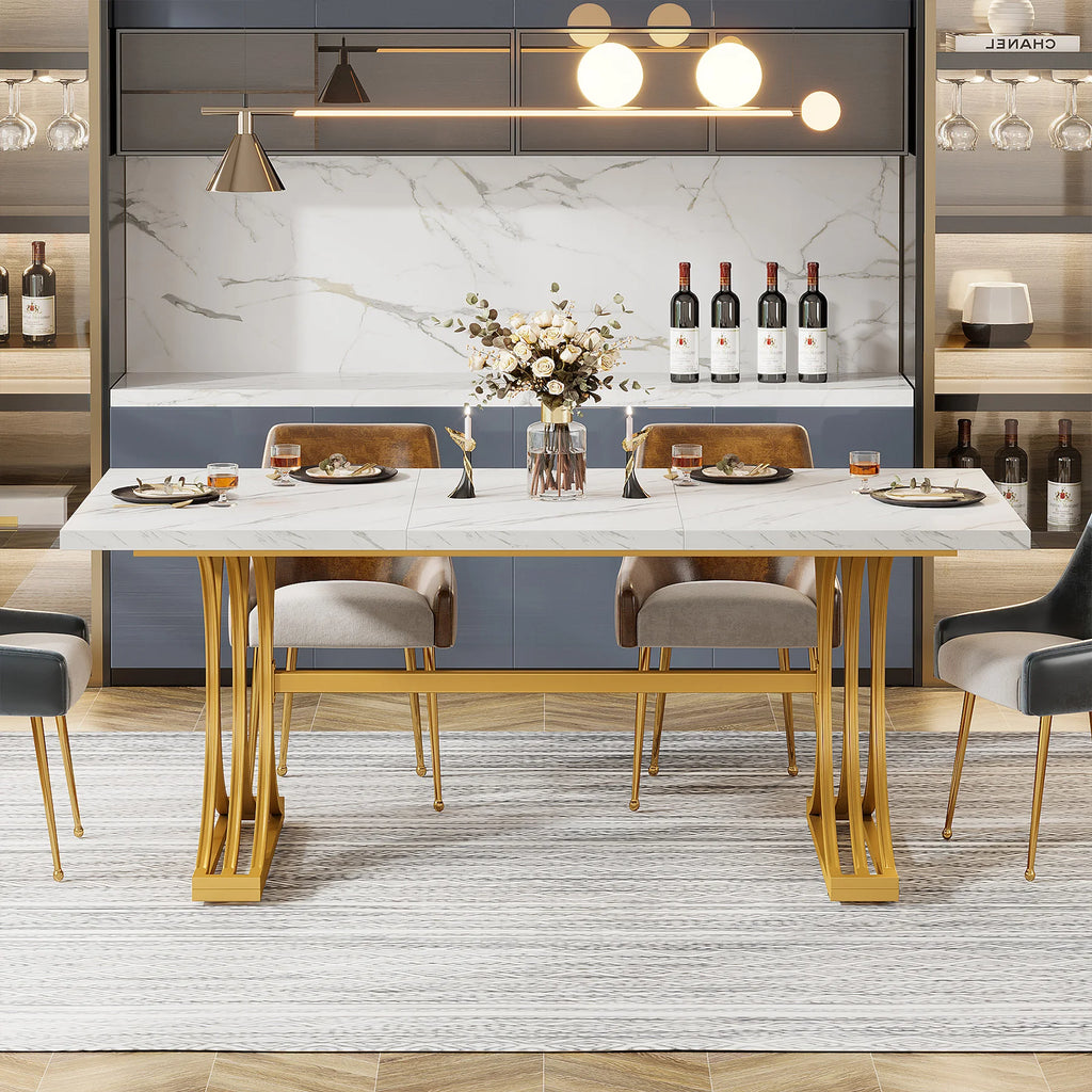 Aureum Faux Marble Dining Table