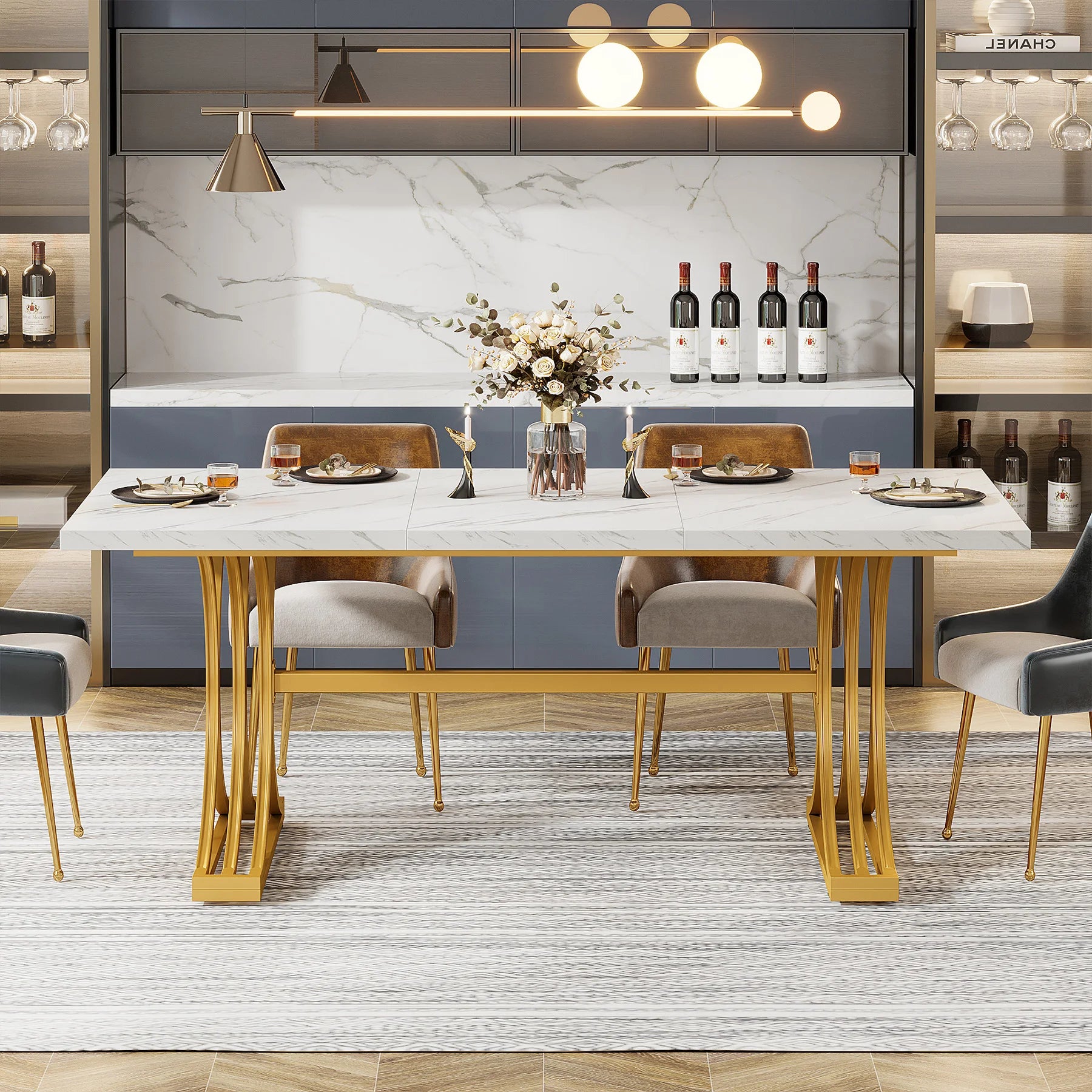 Aureum Faux Marble Dining Table