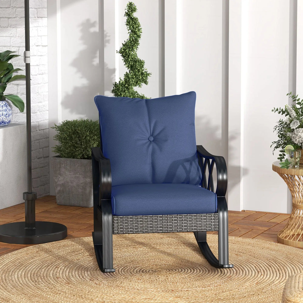 Helmsley Cushioned Rattan Rocker