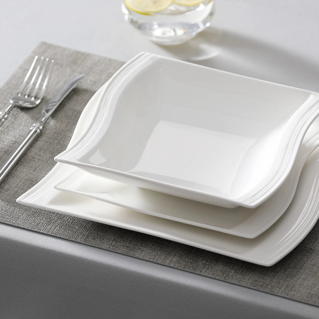 MALACASA Flora White Porcelain Dinnerware Set – 30/60 Pieces