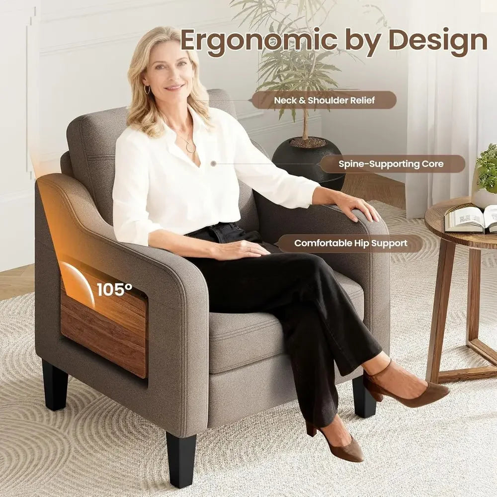 Morrowrest upholstered armchair with angled-back seating illustration