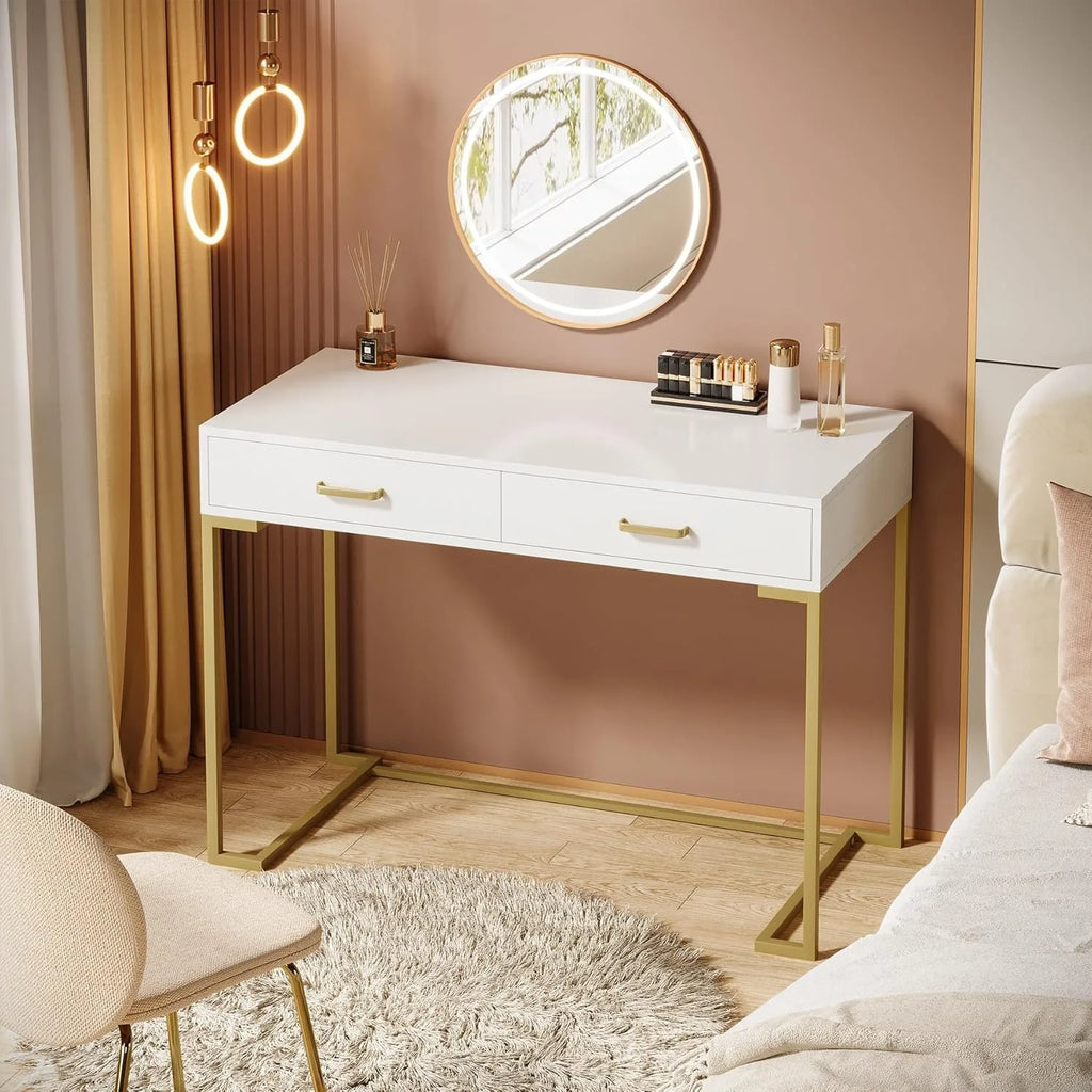 Tana White & Gold Vanity Desk