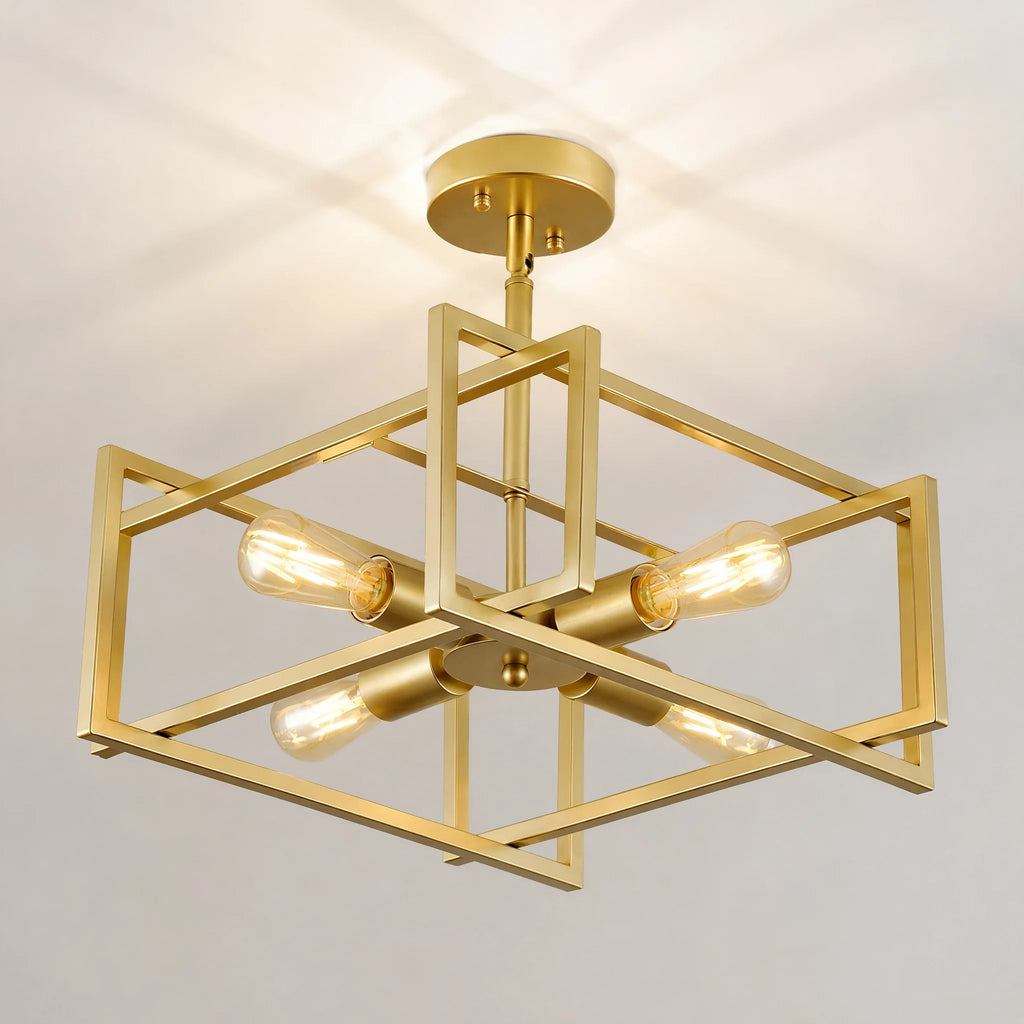 Sandora Four-Light Geometric Ceiling Light – Gold
