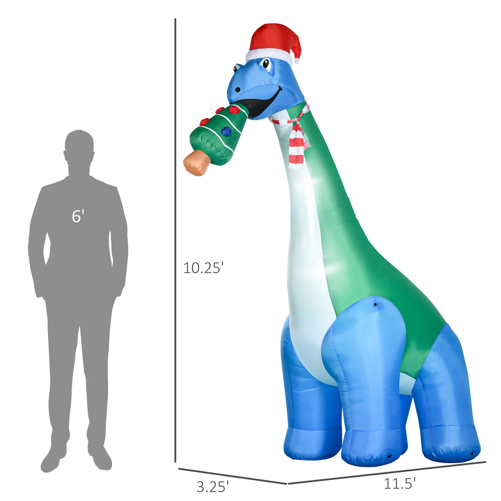 Merrysaurus dimension diagram: 11.5 ft long, 3.25 ft wide, and 10.25 ft high