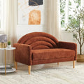 Ocherline compact rust-ocher loveseat with layered curved rainbow backrest