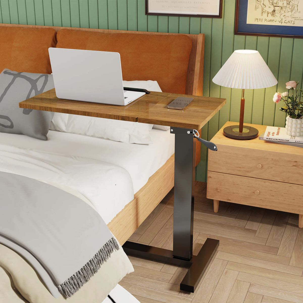 Finessebloom Adjustable Rolling Overbed Table