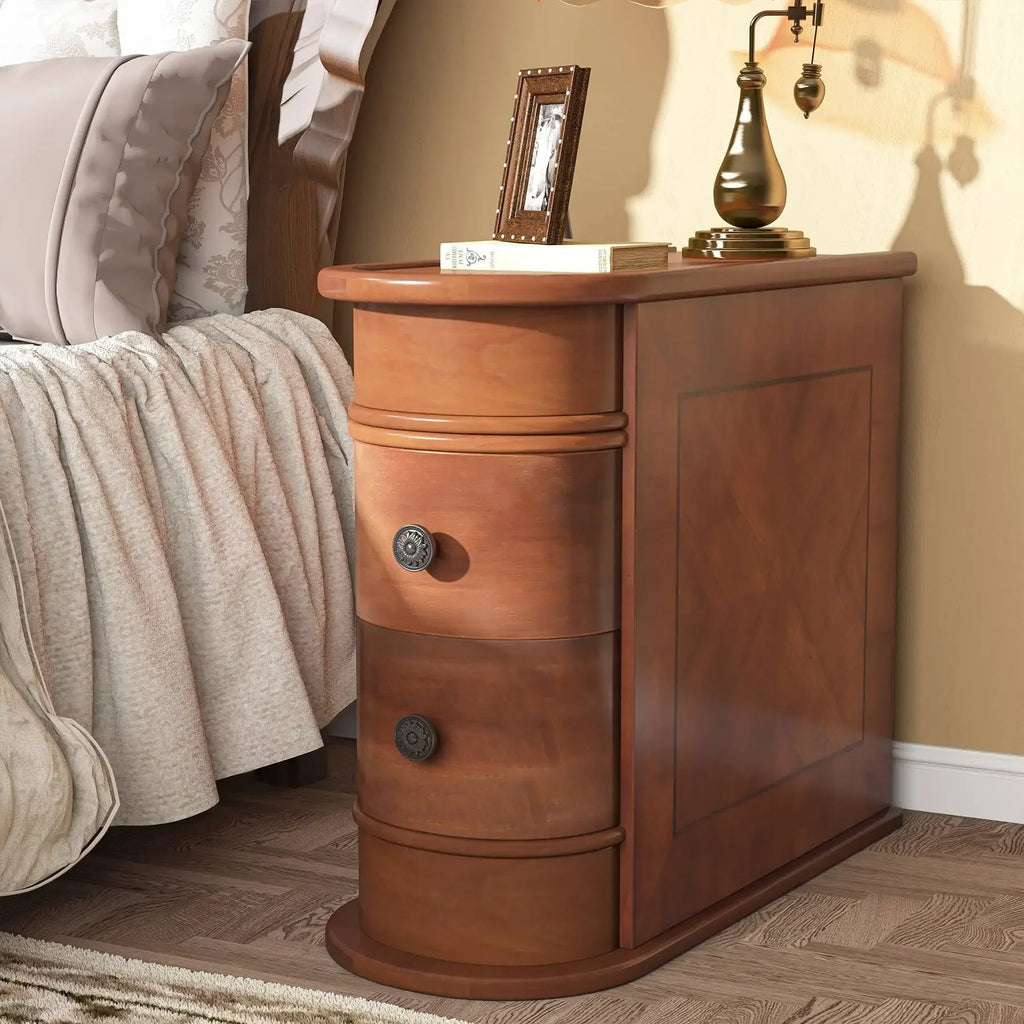Jabari Curved Two-Drawer Side Table