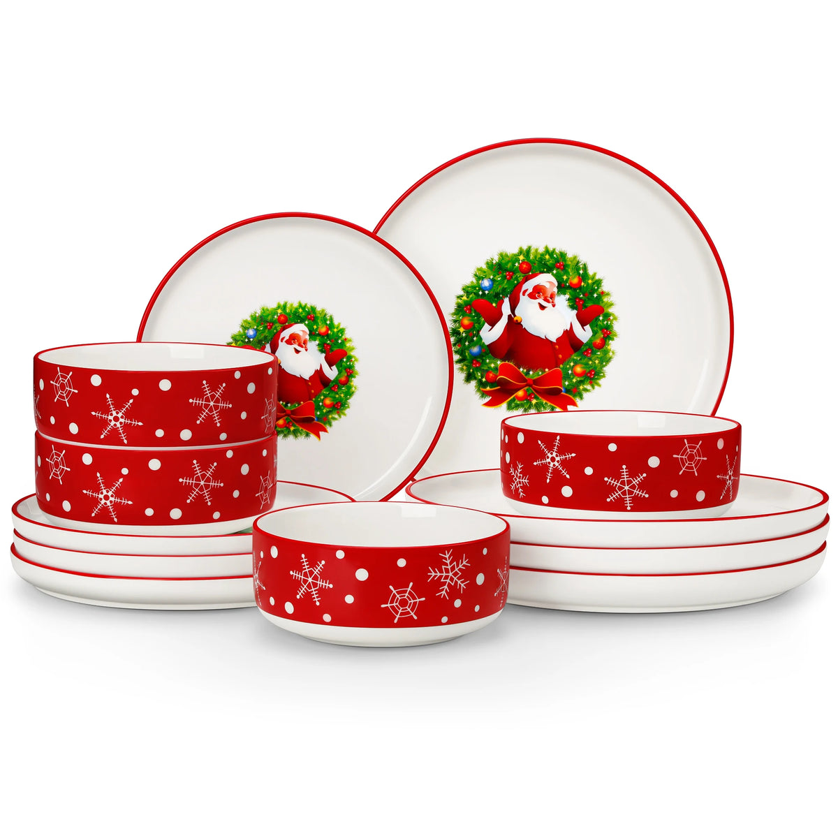 MALACASA Holiday Garland Porcelain Dinnerware