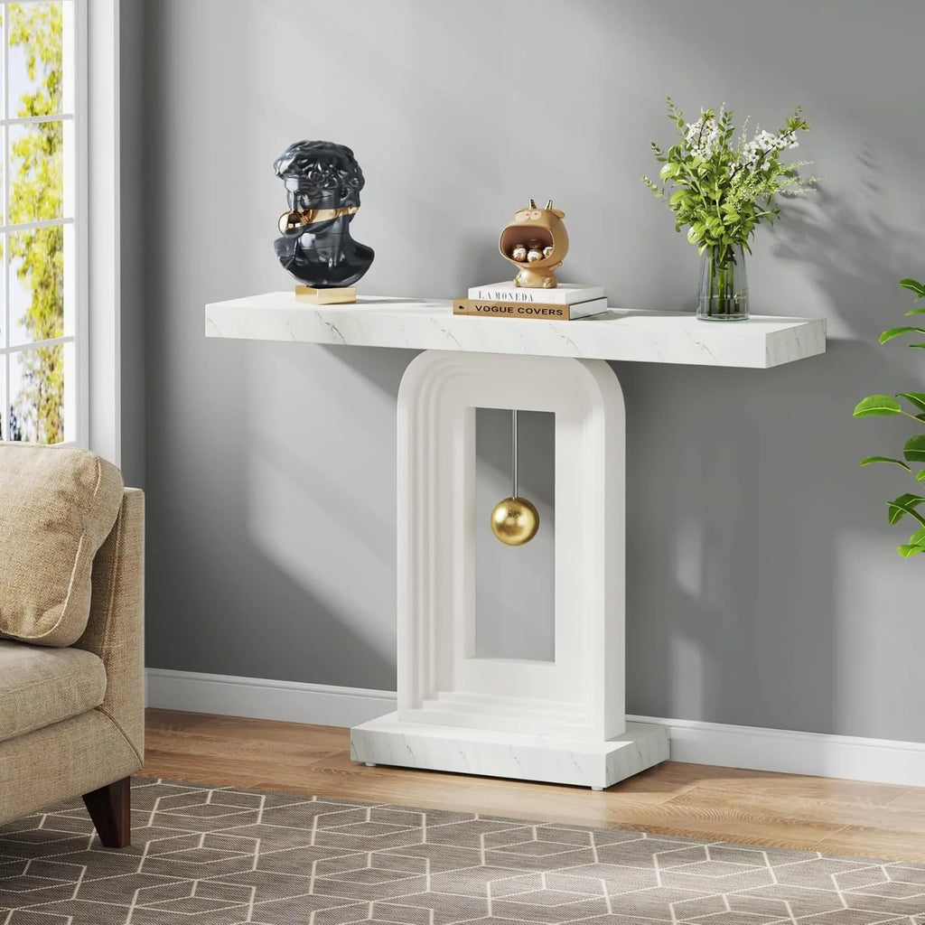 Solenne Faux Marble Console Table