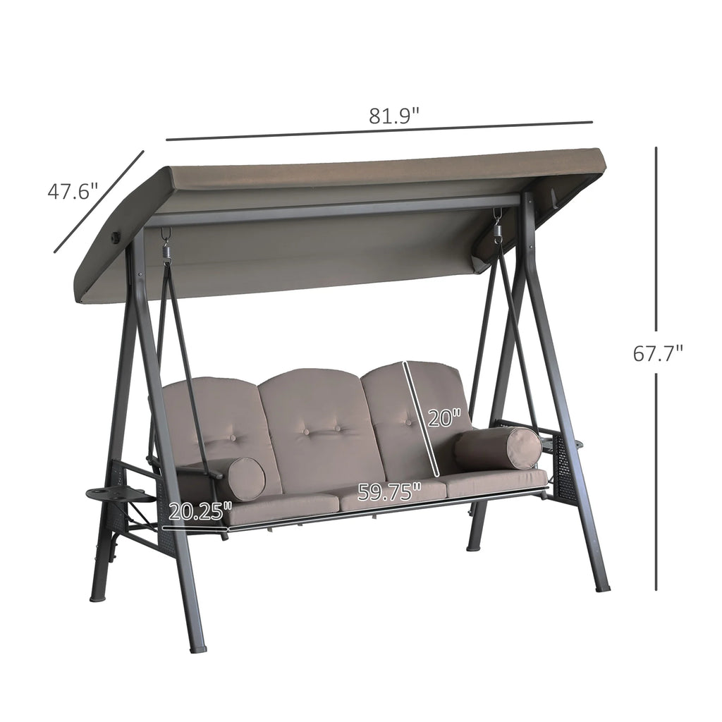 Arcshade Three-Seat Canopy Swing - Brown