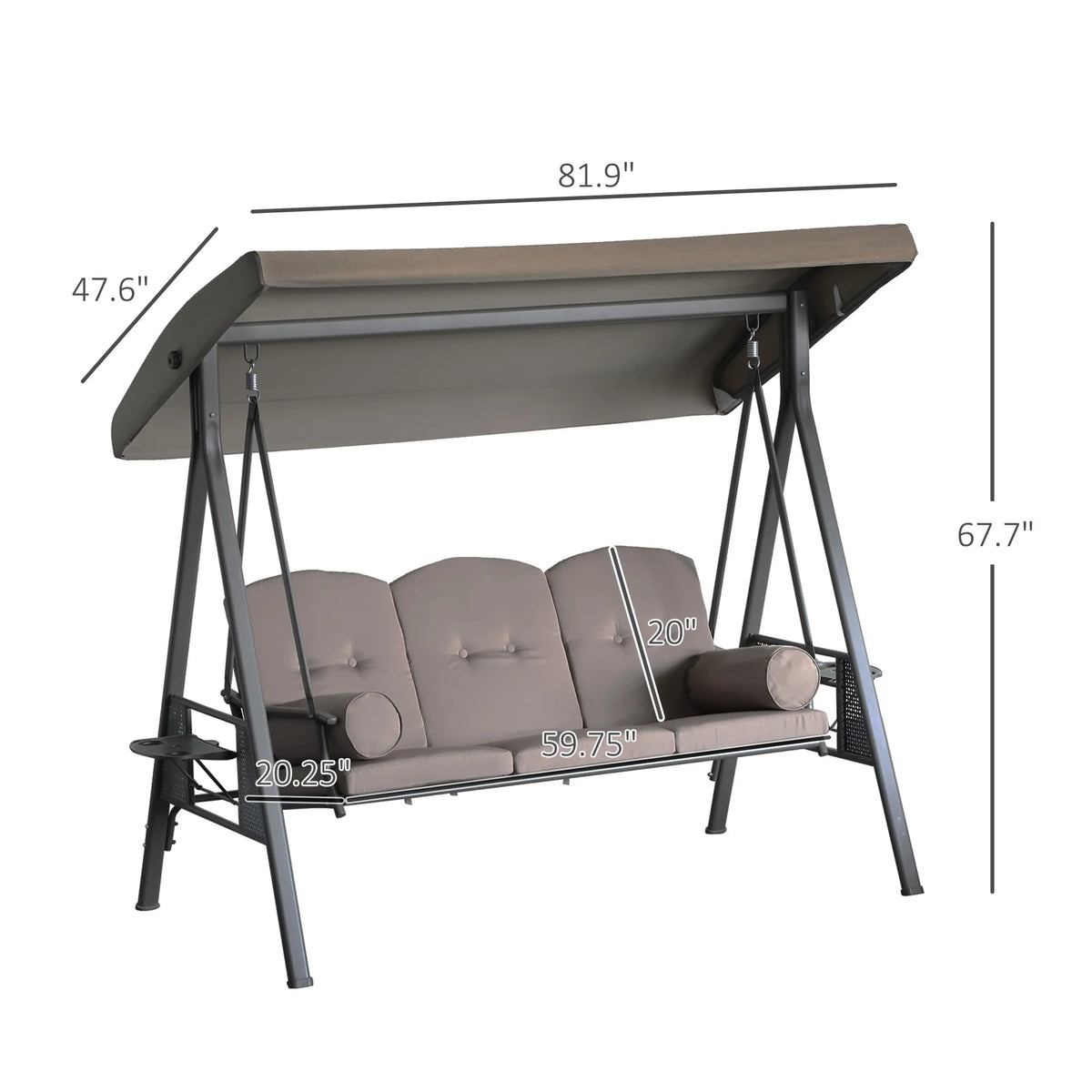 Arcshade Three-Seat Canopy Swing - Brown