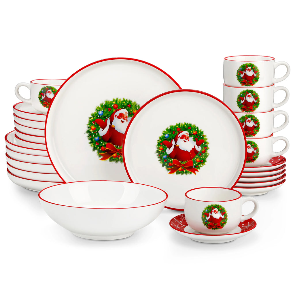 MALACASA Holiday Garland Porcelain Dinnerware