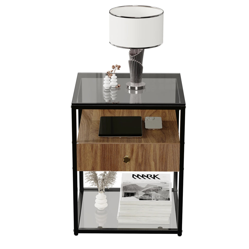 Bronze Glass Frame Nightstand