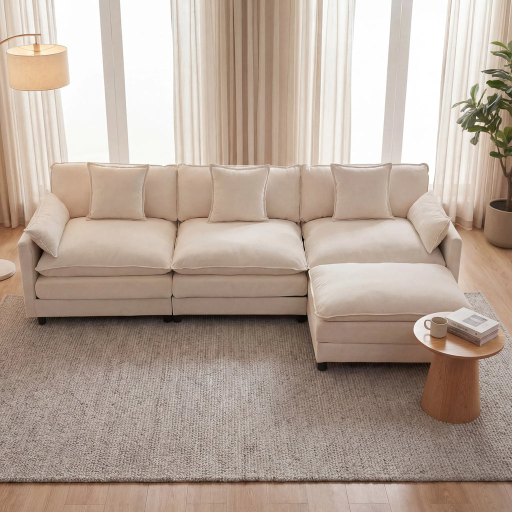Rosecote Chenille Modular Sectional with Ottoman