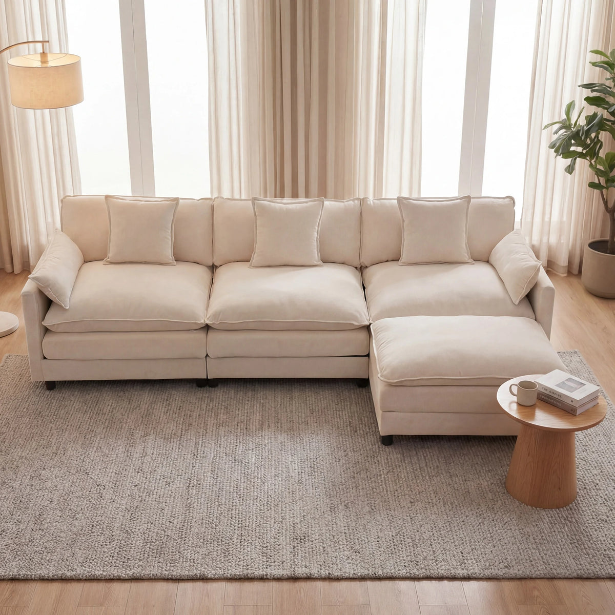 Rosecote Chenille Modular Sectional with Ottoman