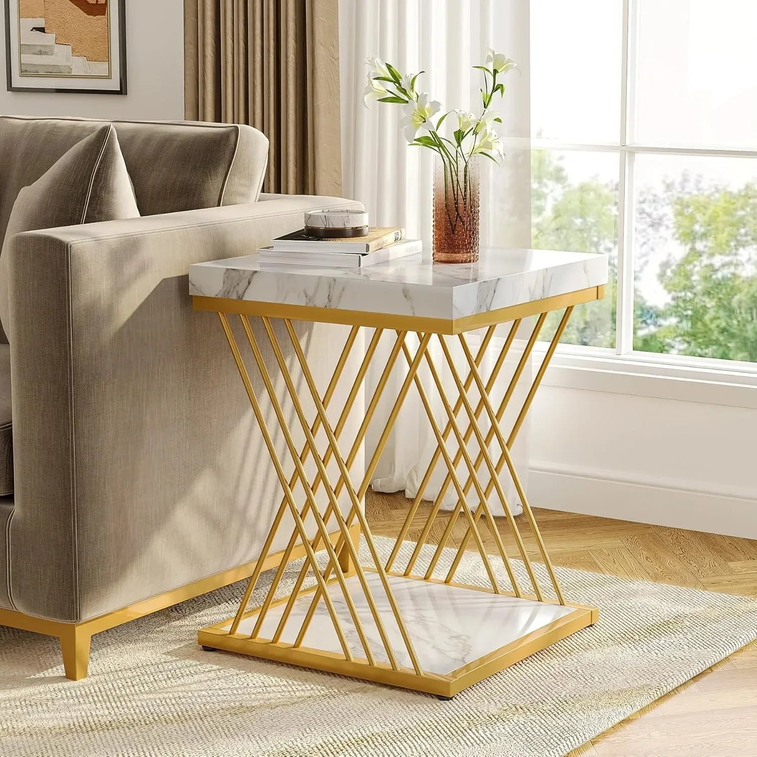 Jessica Faux Marble Accent Table