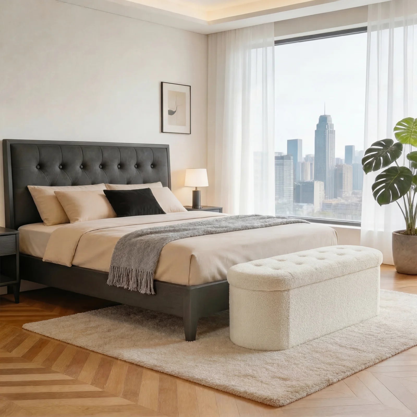 Novara Oval Storage Ottoman Bench