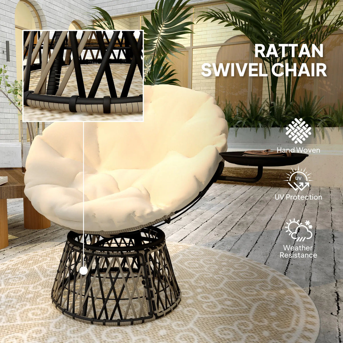 Orbitelle Papasan Swivel Chair – Gray