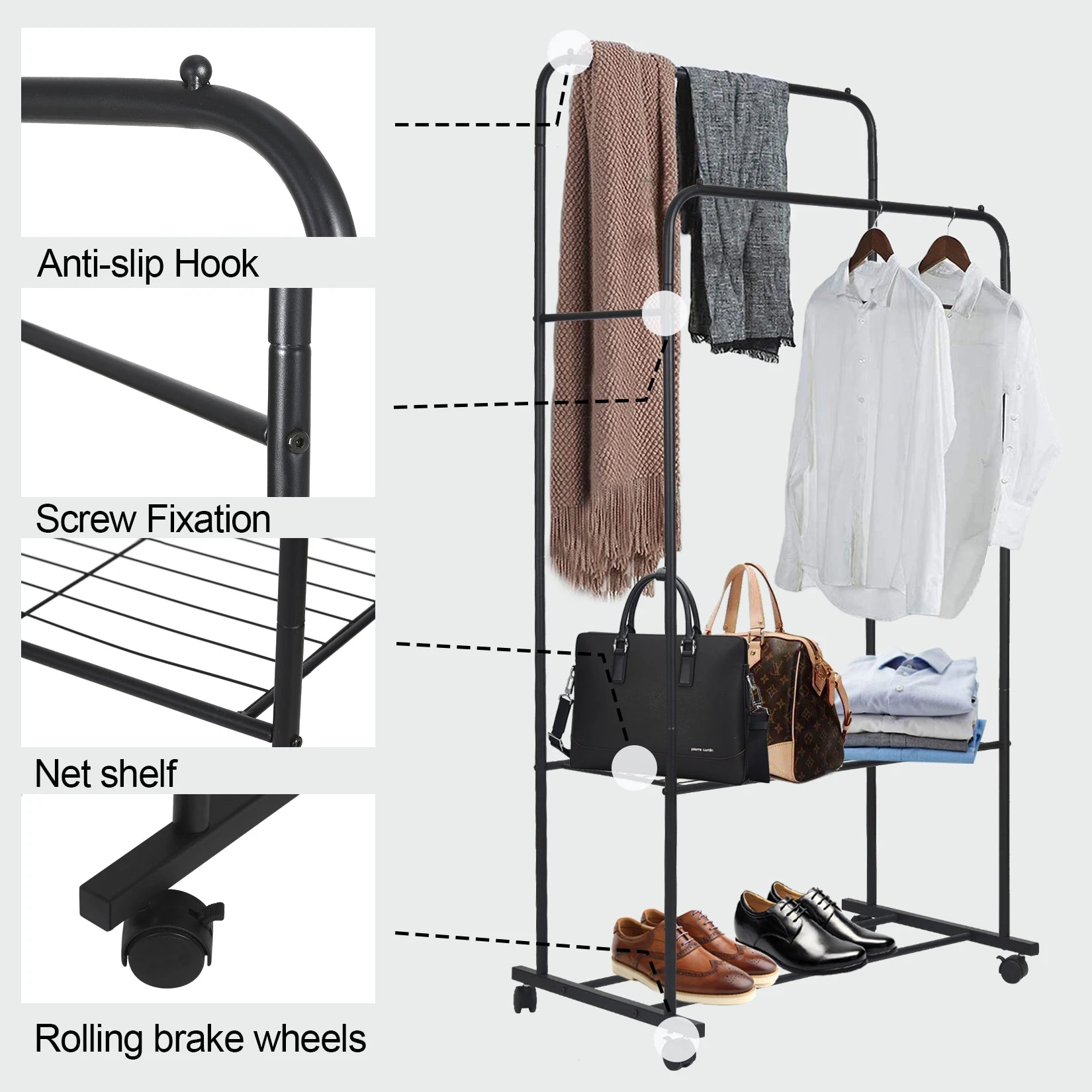 Caxton Double-Rail Garment Rack