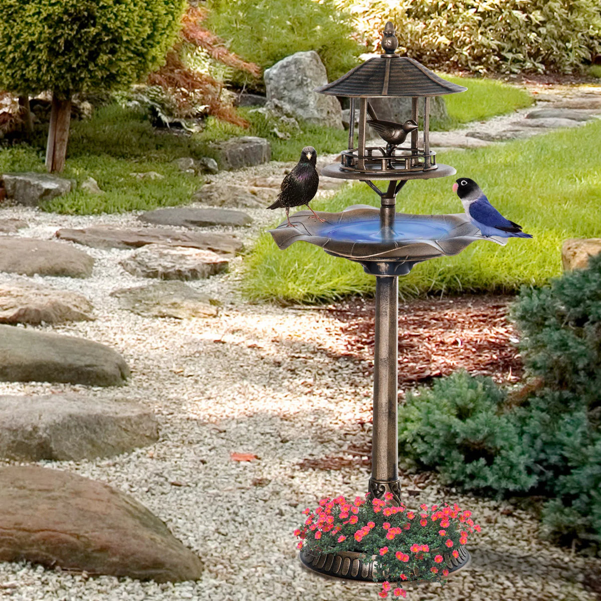 Perchwell 3-in-1 Bird Bath & Feeder