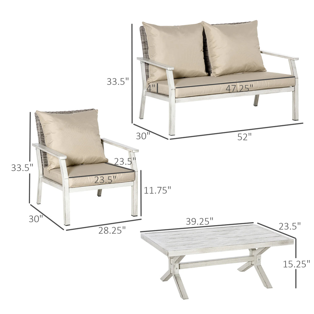 Brielleaf Four-Piece Wicker Patio Conversation Set