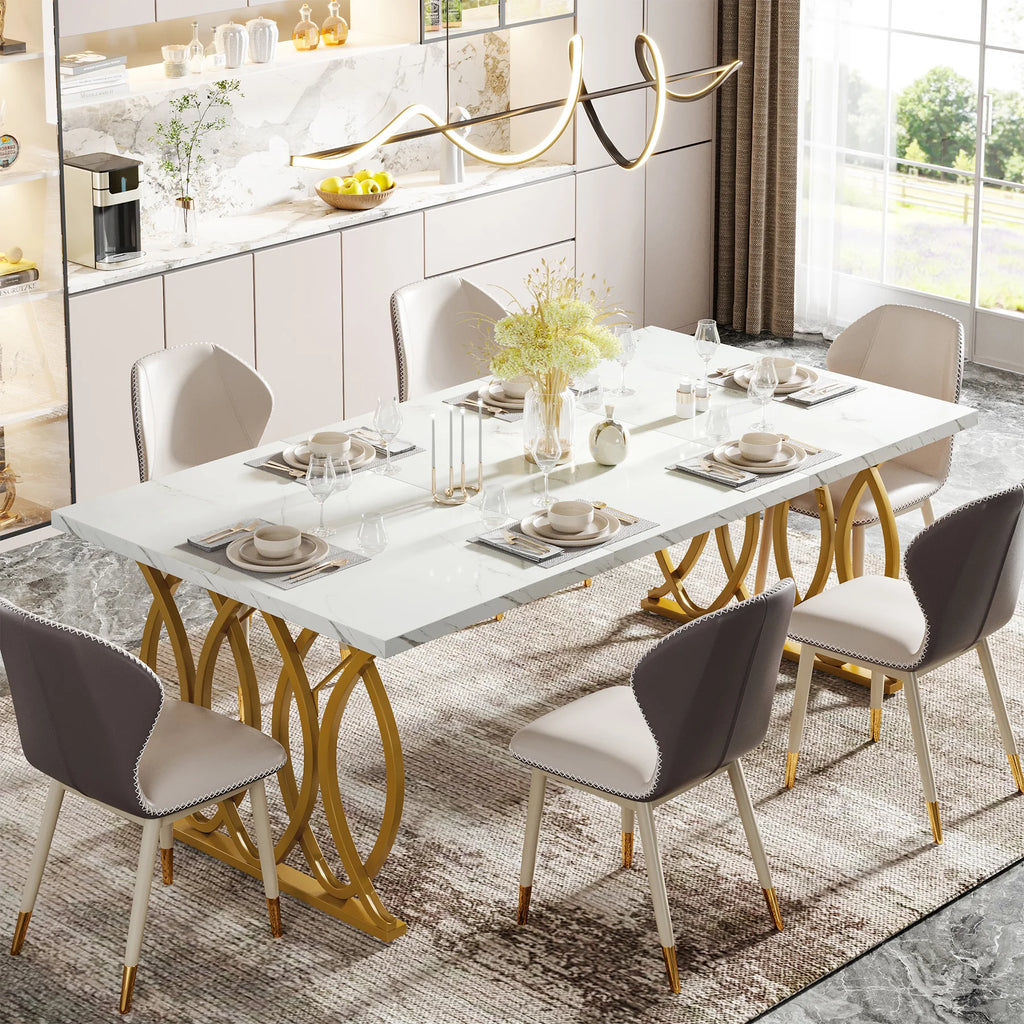 Aureum Faux Marble Dining Table