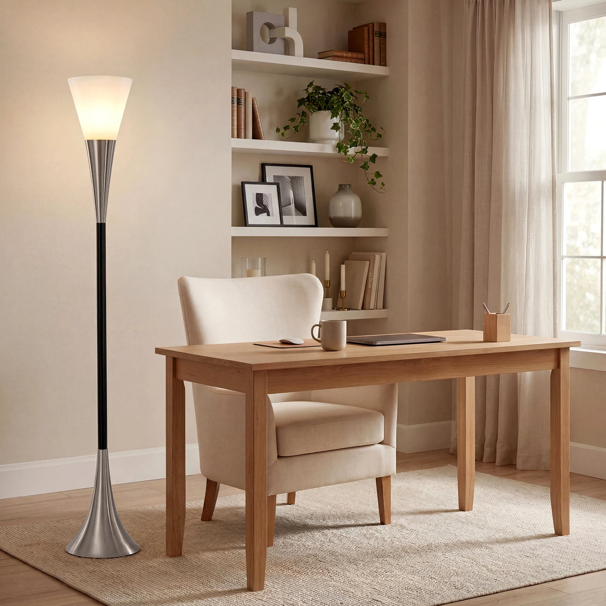 Valmere Sandblasted Glass Floor Lamp