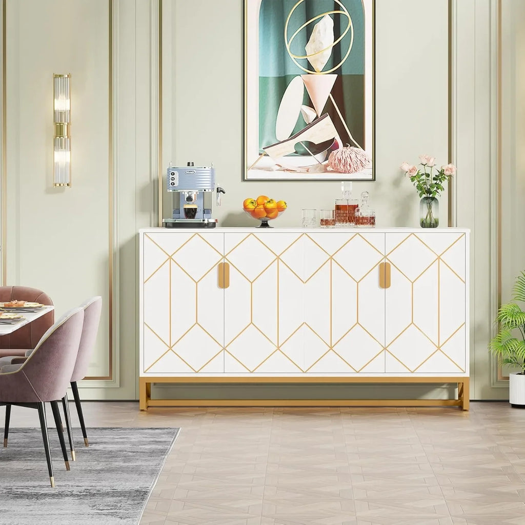Jasmine Sideboard Cabinet with Gold Accents