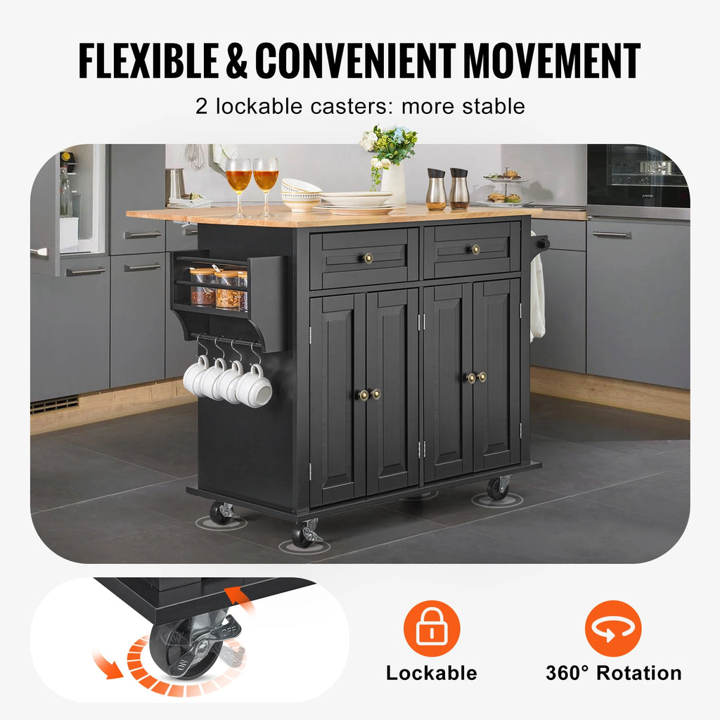 Feathercharm Rolling Kitchen Island