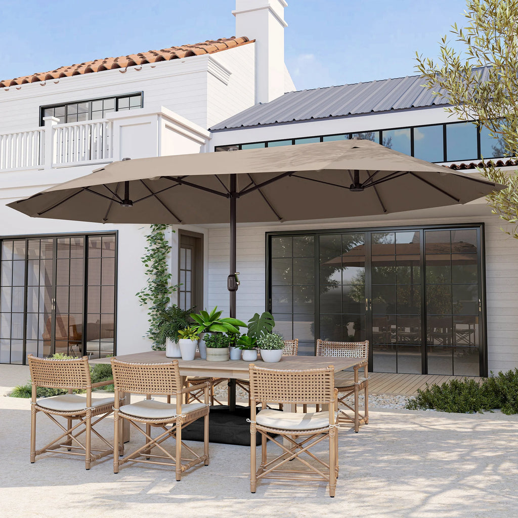 Caspian 15' Double-Sided Patio Umbrella – Coffee