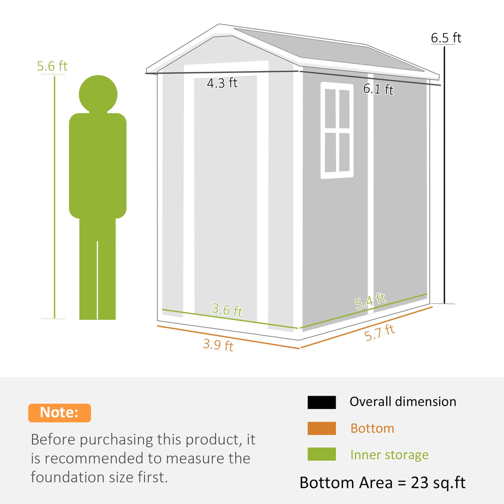 Stonehaven 6′ × 4′ Outdoor Storage Shed – Gray