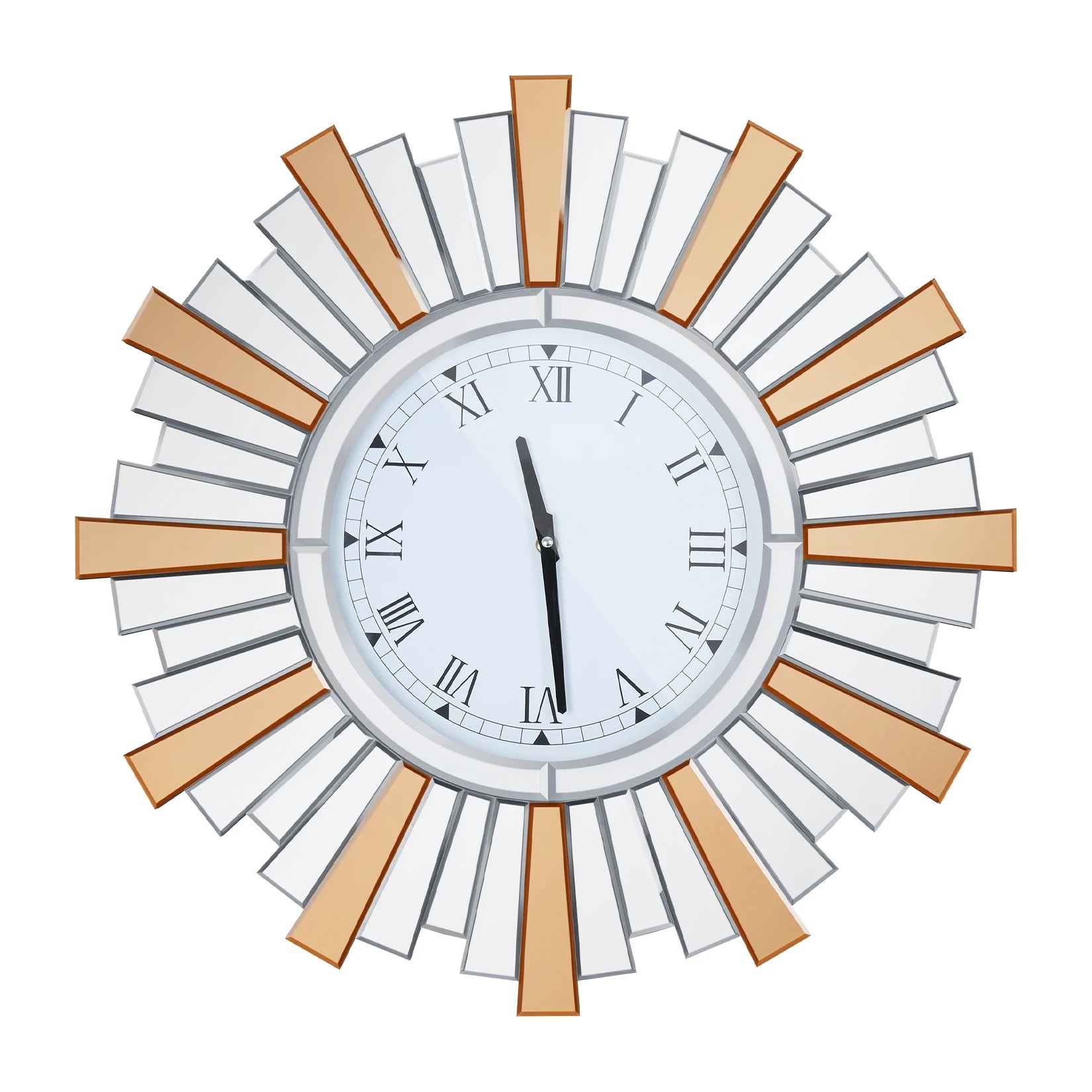 Aureon Sunburst Mirrored Wall Clock
