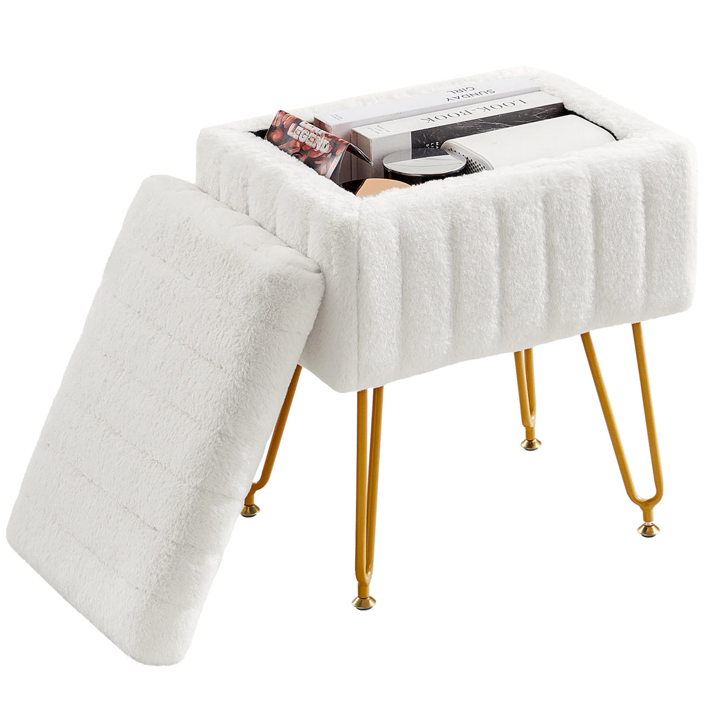 Museecho Faux-Fur Storage Ottoman