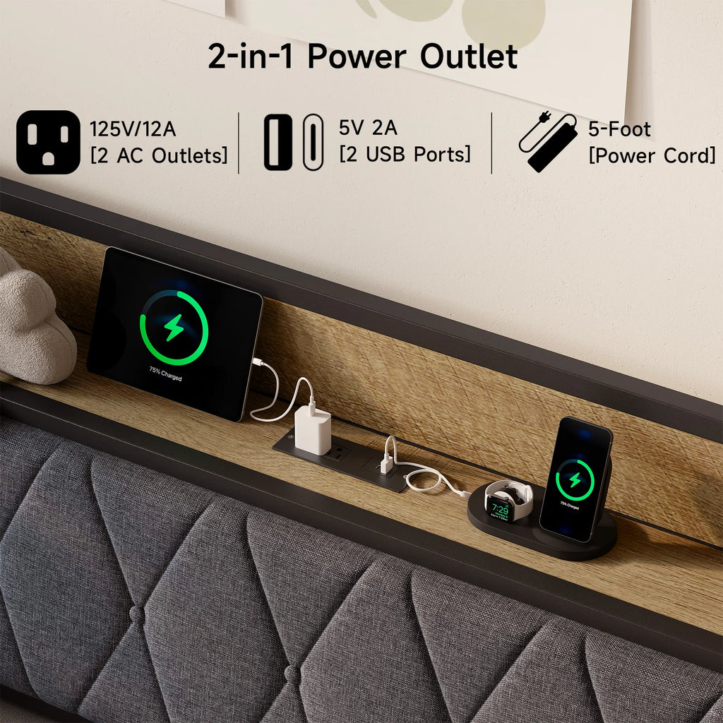 Chimeline Black top-shelf charging station with two AC outlets, USB ports and a 5-foot cord.