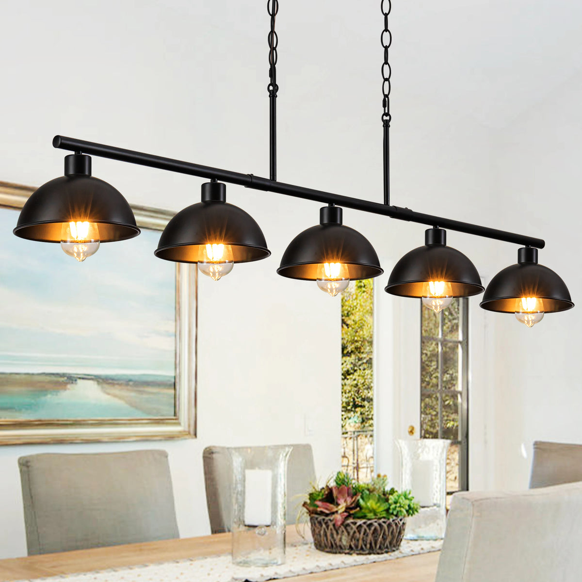 Forgecrest Five-Light Island Chandelier – Black