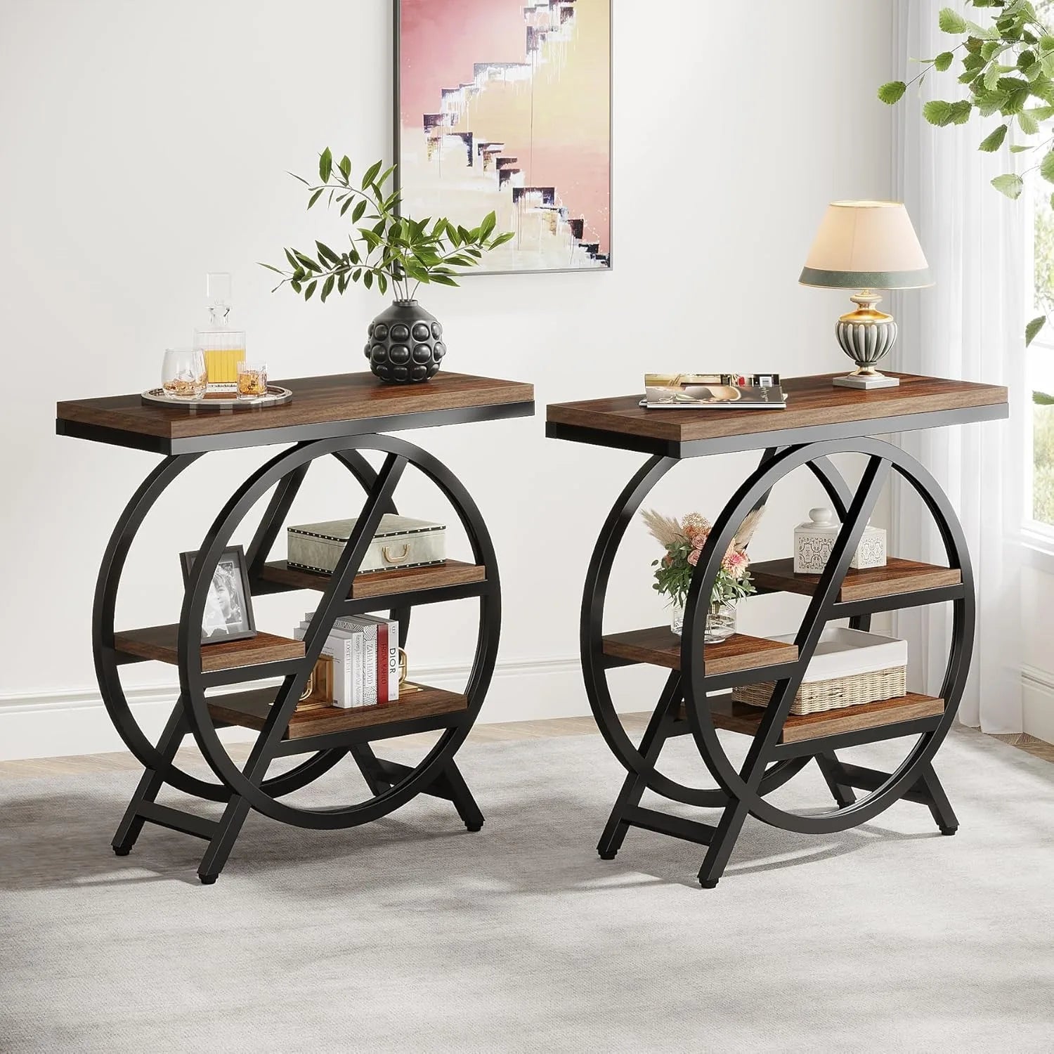 3 Tier Narrow Side Table with Storage