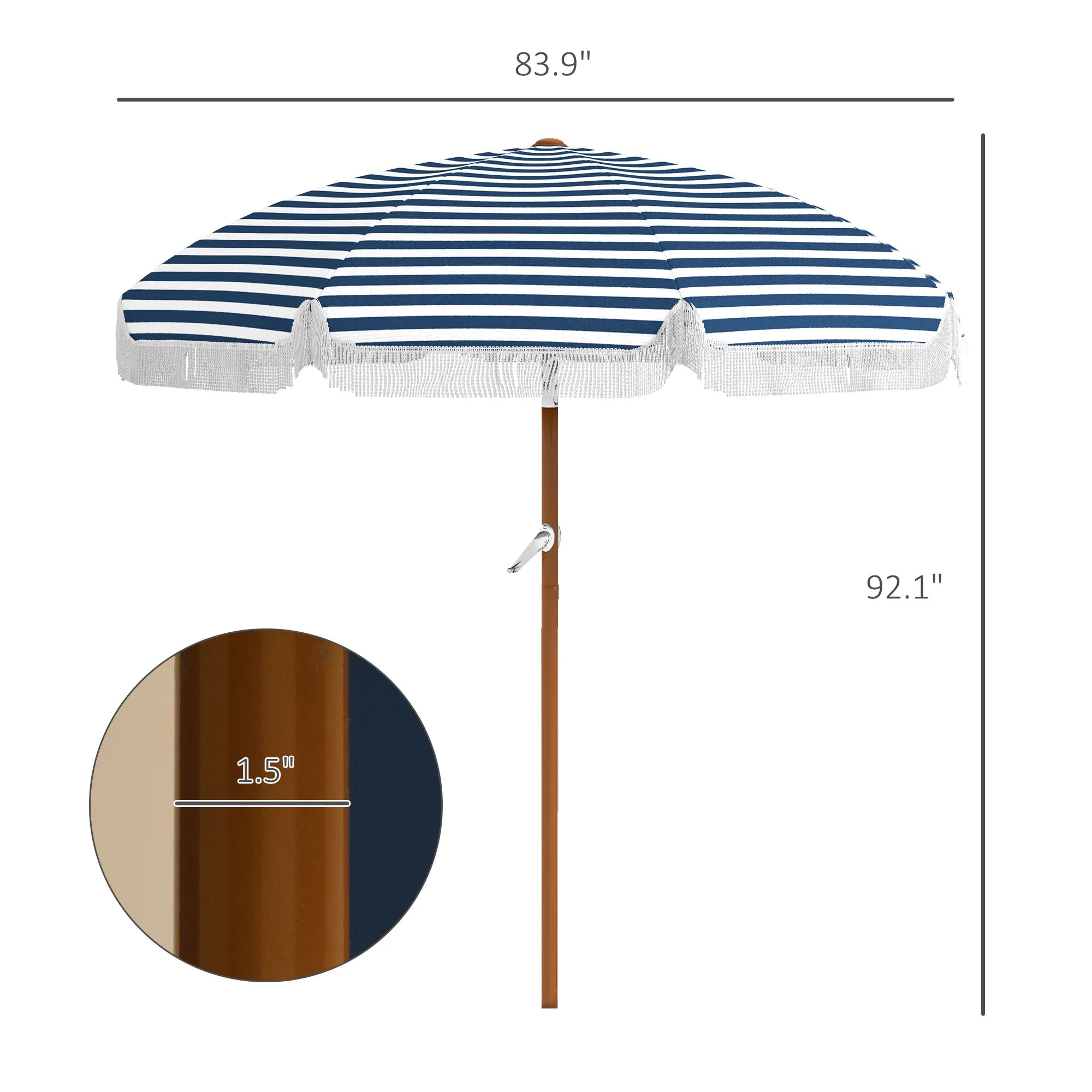 Marisol Fringe-Tilt Patio Umbrella – Blue