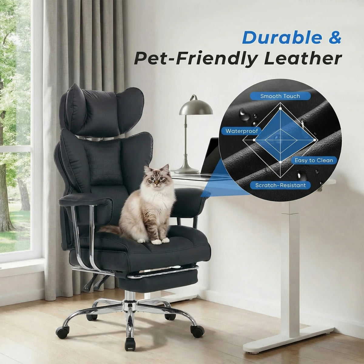 Reverierise Reclining PU Leather Office Chair