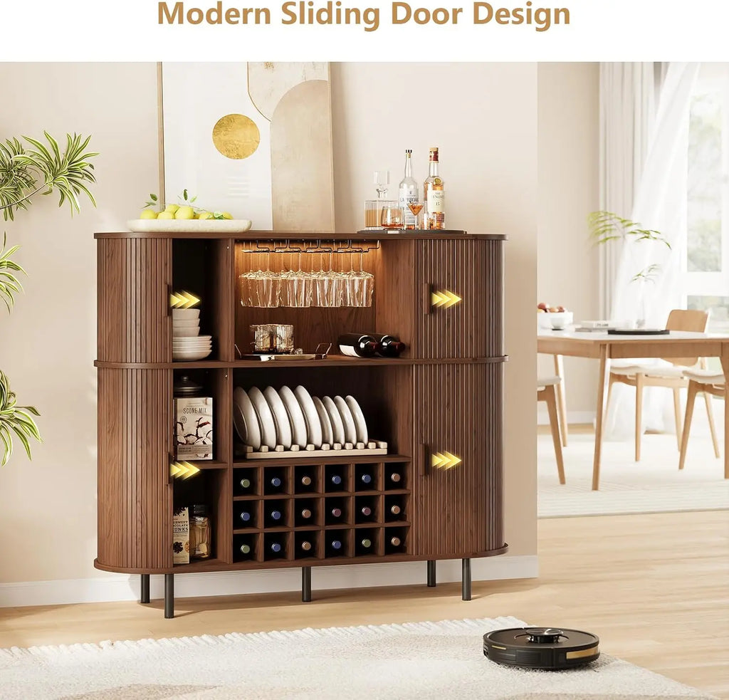 Daydreamecho Fluted Home Bar Cabinet