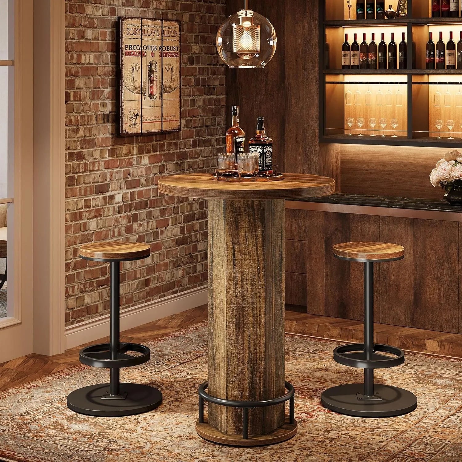 Rowan Round Bar Table Set with Stools